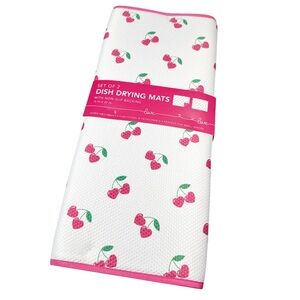 NEW Envogue VALENTINE HEART SHAPED CHERRY Dish Drying Mat Set/2